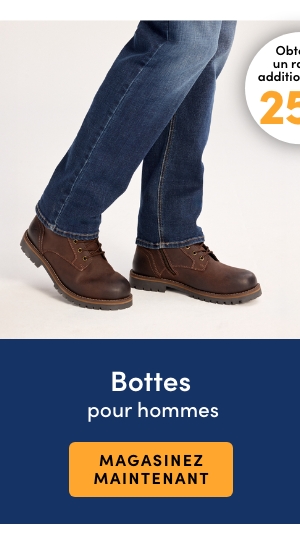 Obtenez un rabais additionnel de 25 %* sur les bottes pour hommes
