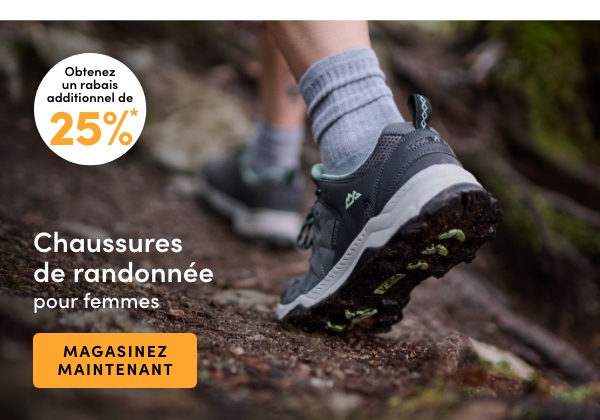 Obtenez un rabais additionnel de 25 %* sur les chaussures de randonnée pour femmes