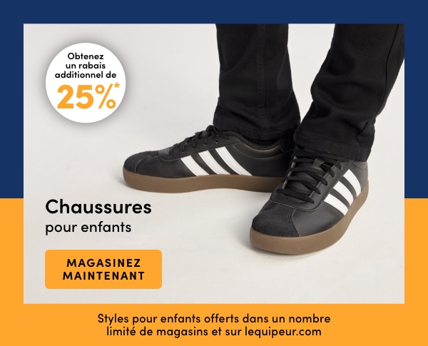 Obtenez un rabais additionnel de 25 %* sur les chaussures pour enfants