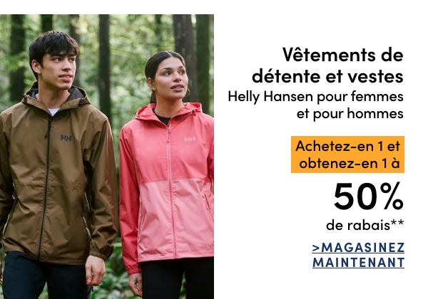 Vêtements de détente et vestes Helly Hansen pour femmes et pour hommes achetez-en 1 et obtenez-en 1 à 50% de rabais*