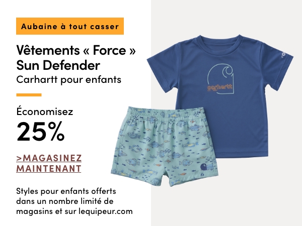 Aubaine à Tout Casser Vêtements Force Sun Defender Carhartt pour enfants économisez 25%