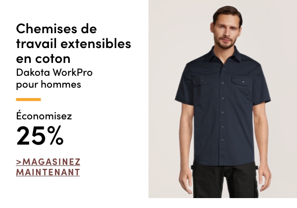 Chemises de travail extensibles en coton Dakota WorkPro pour hommes économisez 25%