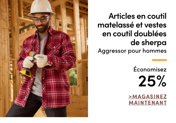 Articles en coutil matelassé et vestes en coutil doublées de sherpa Aggressor pour hommes économisez 25%