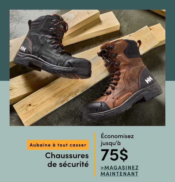 Aubaine à Tout Casser Chaussures de sécurité économisez jusqu'à 75 $