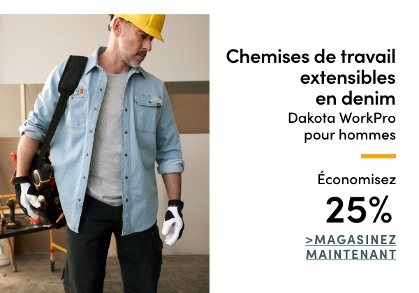 Chemises de travail extensibles en denim Dakota WorkPro pour hommes économisez 25%
