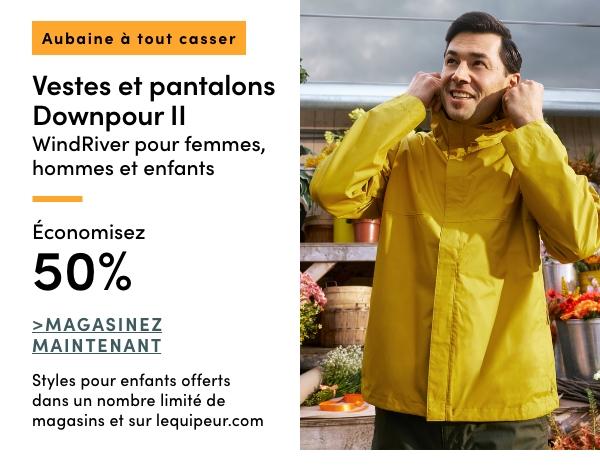 Aubaine à Tout Casser Vestes et pantalons Downpour II WindRiver pour femmes, hommes et enfants économisez 50%