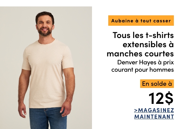 Aubaine à Tout Casser Tous les t-shirts extensibles à manches courtes Denver Hayes à prix courant pour hommes en solde à 12$
