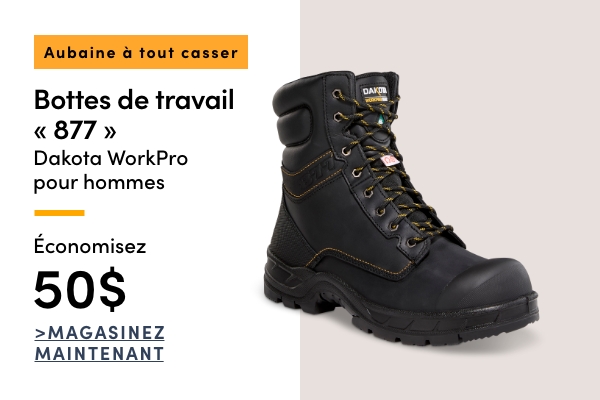 Aubaine à Tout Casser Bottes de travail « 877 » Dakota WorkPro pour hommes économisez 50$
