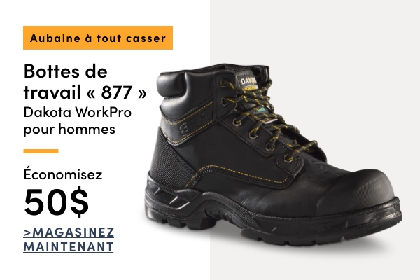Aubaine à Tout Casser Bottes de travail « 877 » Dakota WorkPro pour hommes économisez 50$
