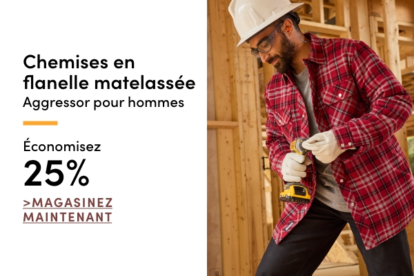  Chemises en flanelle matelassée Aggressor pour hommes économisez 25%