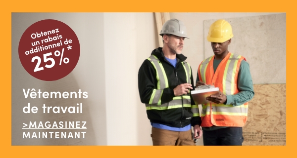 Vêtements de travail, obtenez 25 % de rabais