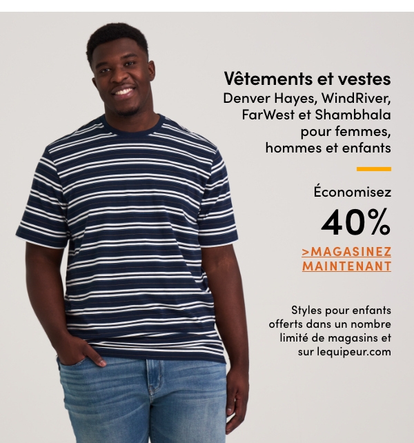 Vêtements et vestes Denver Hayes, WindRiver, FarWest et Shambhala pour femmes, hommes et enfants économisez 40%