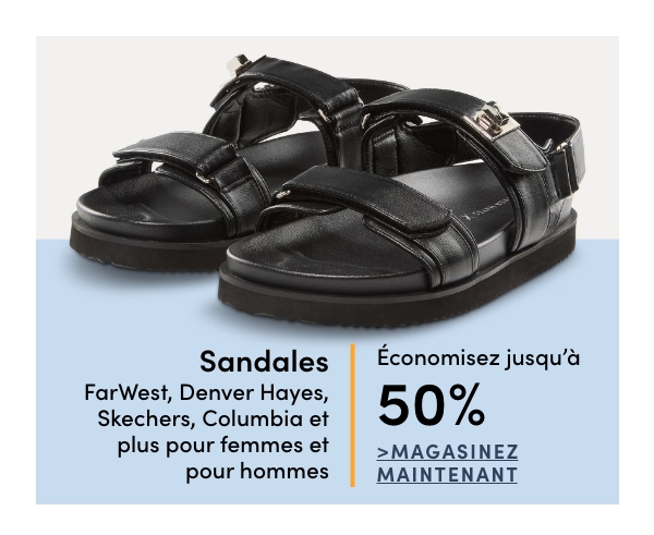 Sandales FarWest, Denver Hayes, Skechers, Columbia et plus pour femmes et pour hommes économisez jusqu'à 50%