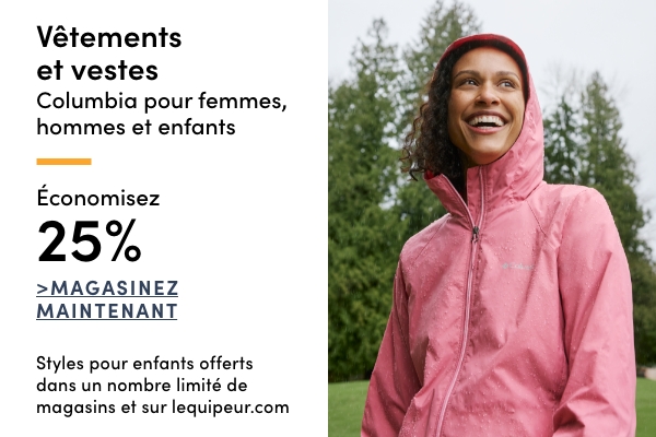 Vêtements et vestes Columbia pour femmes, hommes et enfants économisez 25%