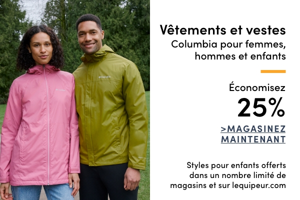 Vêtements et vestes Columbia pour femmes, hommes et enfants économisez 25%