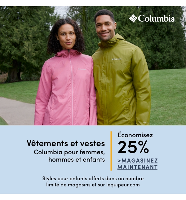 Vêtements et vestes Columbia pour femmes, hommes et enfants économisez 25%