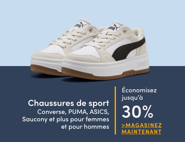 Chaussures de sport Converse, Puma, Asics, Saucony et plus pour femmes et pour hommes économisez jusqu'à 30%