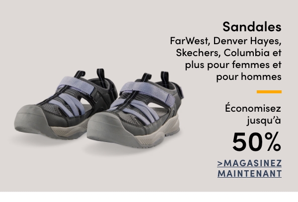 Sandales FarWest, Denver Hayes, Skechers, Columbia et plus pour femmes et pour hommes économisez jusqu'à 50%