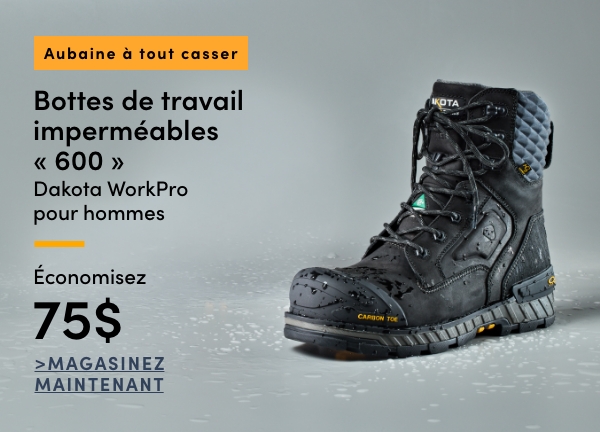 Aubaine à Tout Casser Bottes de travail imperméables « 600 » Dakota WorkPro pour hommes économisez 75$