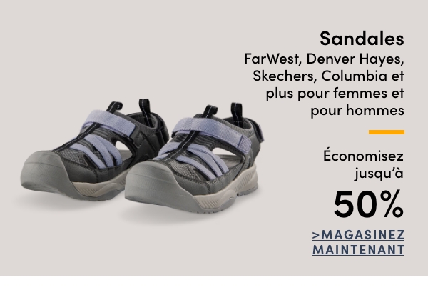 Sandales FarWest, Denver Hayes, Skechers, Columbia et plus pour femmes et pour hommes économisez jusqu'à 50%
