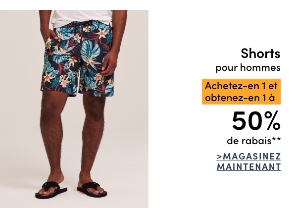 Shorts pour hommes achetez-en 1 et obtenez-en 1 à 50% de rabais*