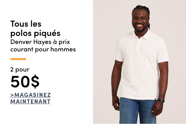 Tous les polos piqués Denver Hayes à prix courant pour hommes 2 pour 50$