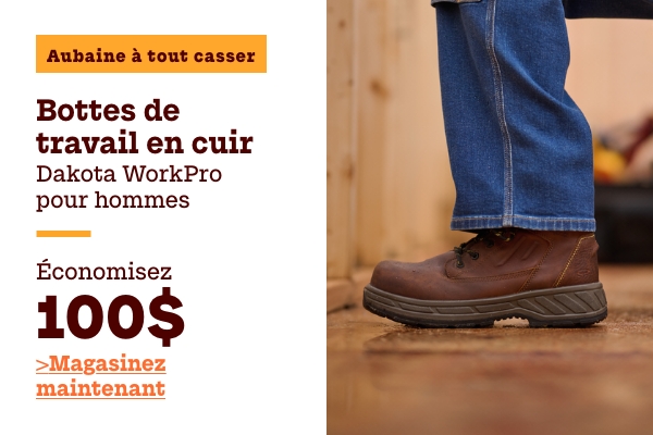 Aubaine à Tout Casser Bottes de travail en cuir Dakota WorkPro pour hommes économisez 100$