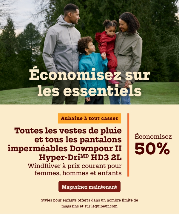 Aubaine à Tout Casser Toutes les vestes de pluie et tous les pantalons imperméables Downpour II Hyper-Dri HD3 2L WindRiver à prix courant pour femmes, hommes et enfants économisez 50%