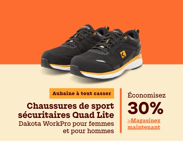 Aubaine à Tout Casser Chaussures de sport sécuritaires Quad Lite Dakota WorkPro pour femmes et pour hommes économisez 30%