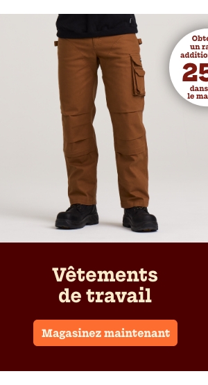 Vêtements de travail obtenez un rabais additionnel* de 25 % dans tout le magasin