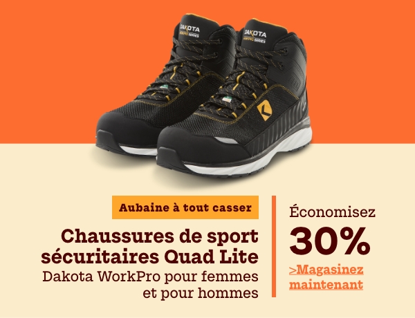 Aubaine à Tout Casser Chaussures de sport sécuritaires Quad Lite Dakota WorkPro pour femmes et pour hommes économisez 30%