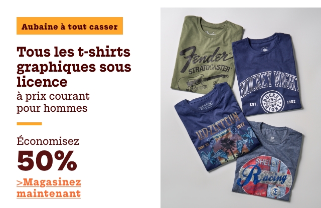 Aubaine à Tout Casser Tous les t-shirts graphiques sous licence à prix courant pour hommes économisez 50%
