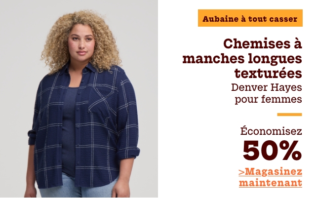 Aubaine à Tout Casser Chemises à manches longues texturées Denver Hayes pour femmes économisez 50%
