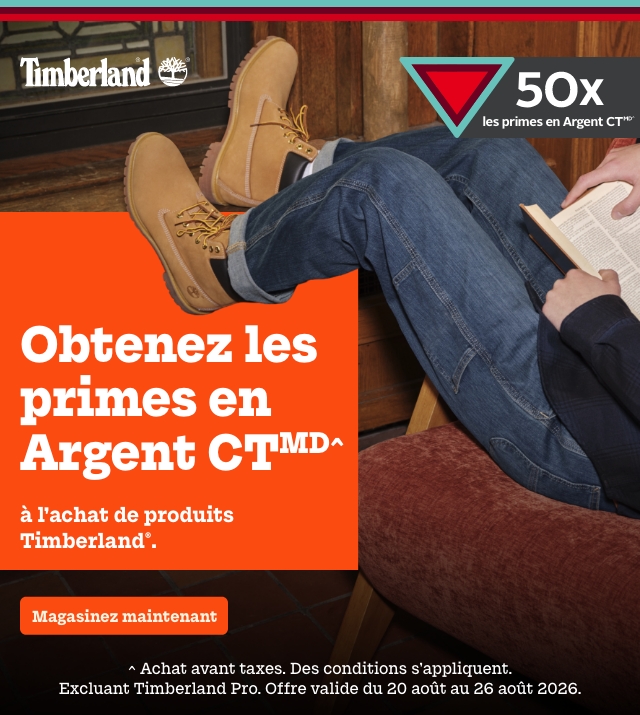 Offre de Prime Triangle Obtenez 50x l’argent CTMD en prime à l'achat de produits Timberland