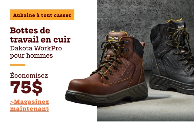 Aubaine à Tout Casser Bottes de travail en cuir Dakota WorkPro pour hommes économisez 75$