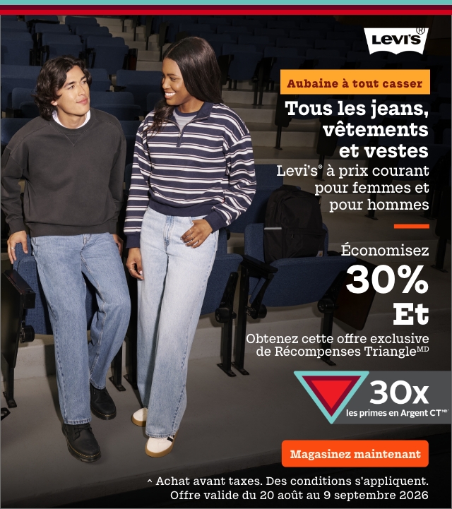 Tous les jeans, vêtements et vestes Levi's à prix courant pour femmes et pour hommes économisez 30% et obtenez 30x l’argent CTMD en prime
