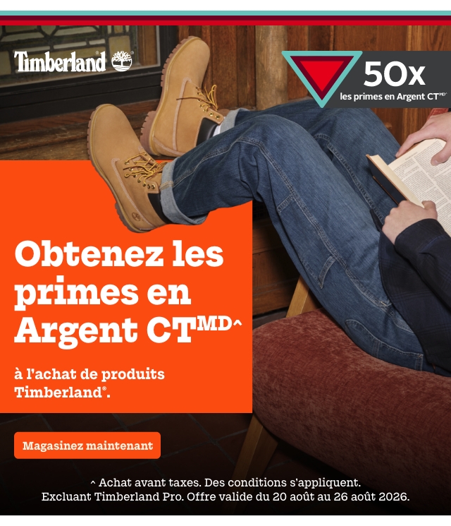 Offre de Prime Triangle Obtenez 50x l’argent CTMD en prime à l'achat de produits Timberland