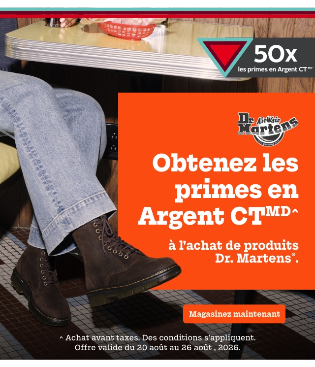 Offre de Prime Triangle Obtenez 50x l’argent CTMD en prime à l'achat de produits Dr. Martens