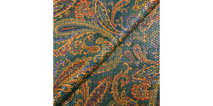Jacquard polyester lamé cachemire orange et violet fond canard