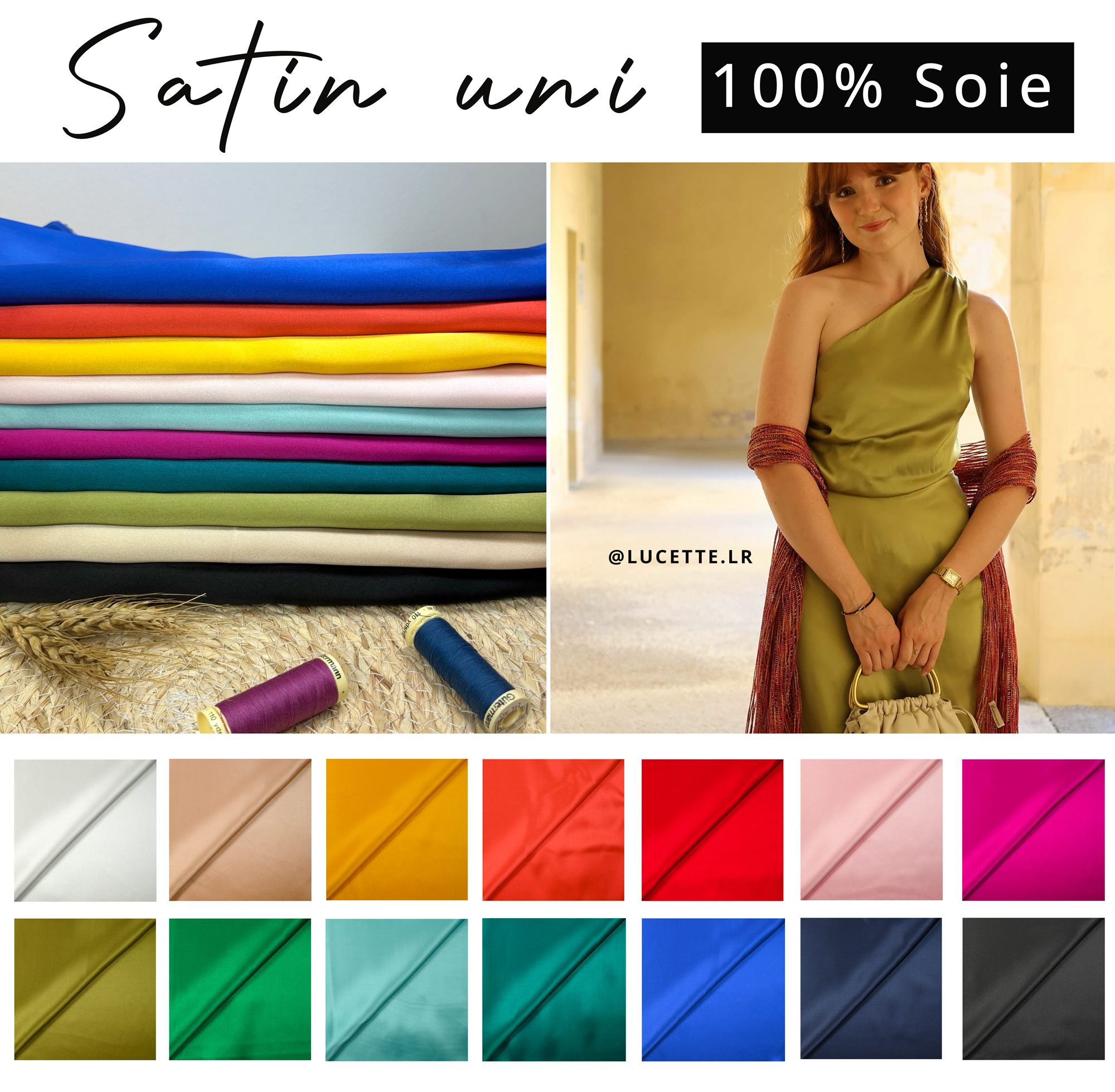 Satin uni 100% soie
