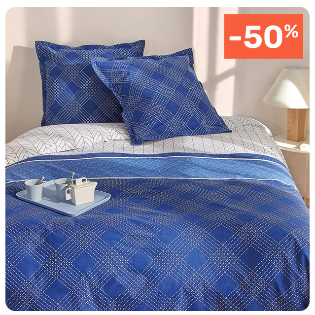 Parure de lit percale indigo