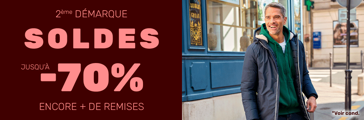 Soldes 2ème démarque jusqu'à -70% - L'Homme Moderne