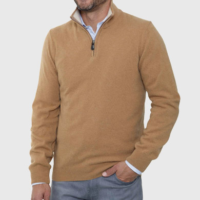 Pull zippé lambswool - L'Homme Moderne