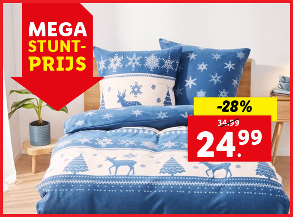 Nu in de Lidl-webshop: een ruim aanbod fleece beddengoed en pyjama’s.