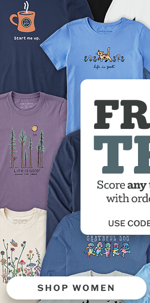 Free tee! Score any tee for free with orders $99+. Shop women. Use code FREEBIE