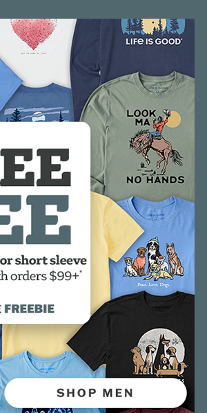 Free tee! Score any tee for free with orders $99+. Shop men. Use code FREEBIE