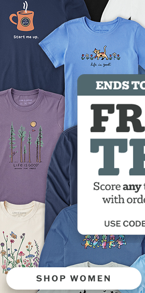 Ends tonight! Score any tee for free with orders $99+. Shop women. Use code FREEBIE