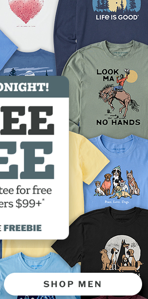 Ends tonight! Score any tee for free with orders $99+. Shop men. Use code FREEBIE