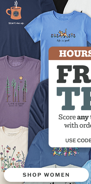 Hours left! Score any tee for free with orders $99+. Shop women. Use code FREEBIE