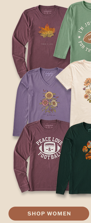 From touchdowns to trail walks, these women's tees are always a win.